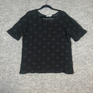 Gitano Shirt Womens 2X XXL Black Open KNit‎ Heart Pattern Usa Made Vintage